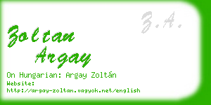 zoltan argay business card